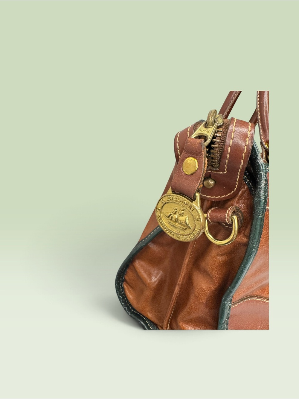 Brahmin 90s Vintage Tuscan Satchel Crossbody - Picture 3 of 15